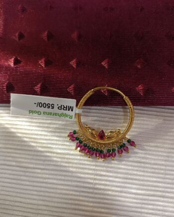 24K Gold Plated 1 Gram Nath for Bridal Look