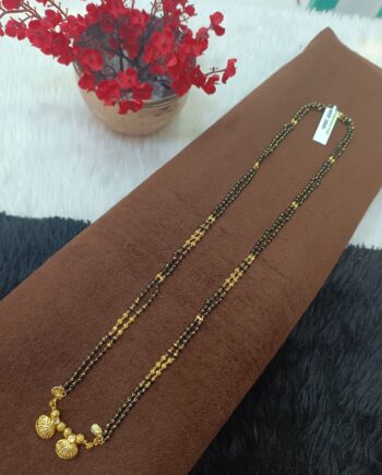 Traditional Double Layer Gold Plated Mangalsutra with Shell-Inspired Pendant