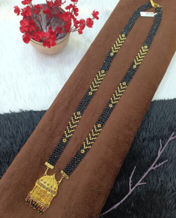 Traditional Dome Temple Mangalsutra with Black & Gold Beads