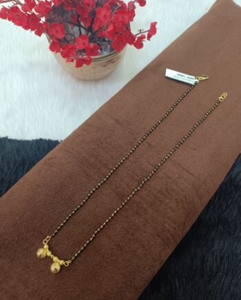 Traditional Black Bead Gold Plated Mangalsutra with Dual Pendant – Elegant Indian Jewelry